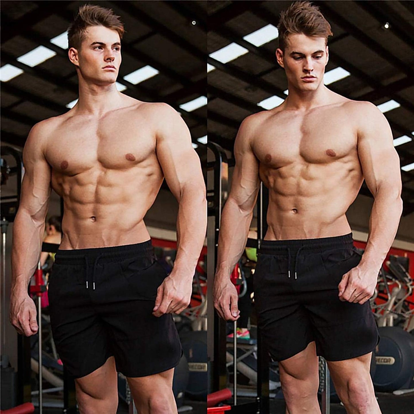 Mens 7" Gym Workout Shorts Training Bodybuilding Short Pants Zipper Pockets